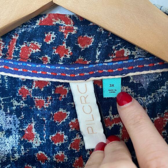 Pilcro Anthropologie Leilani Button Up Top Blouse Womens Size 3X Boho Western - Picture 4 of 4